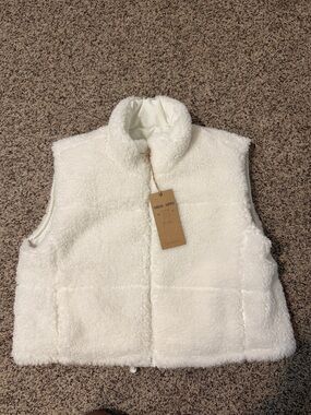 Plush Cream Sherpa Zip-Front Reversible Vest